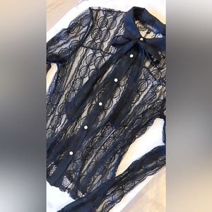 CQ by CQ Lace Pearl Button  Blouse